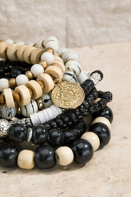 9 -in-1 Stylish Mixed Beads Bracelet Set