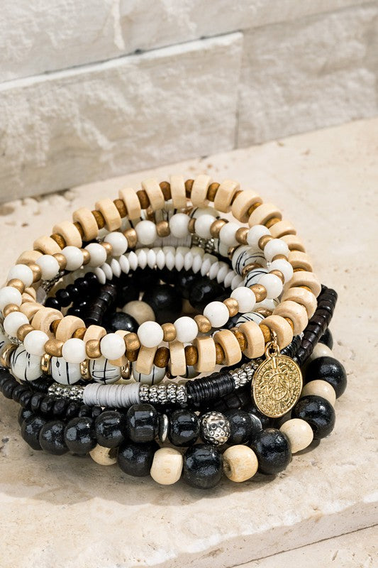 9 -in-1 Stylish Mixed Beads Bracelet Set