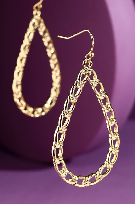 Chain Linked Teardrop Earrings