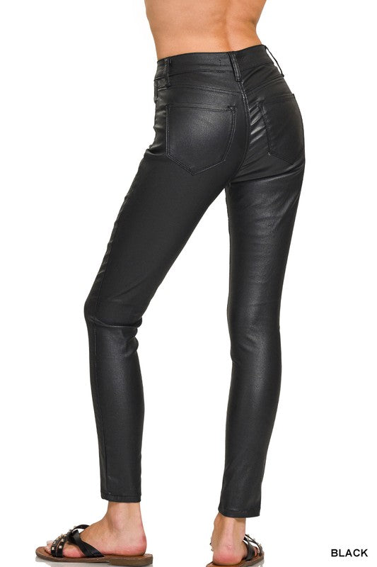 FAUX LEATHER STRETCH SKINNY PANTS