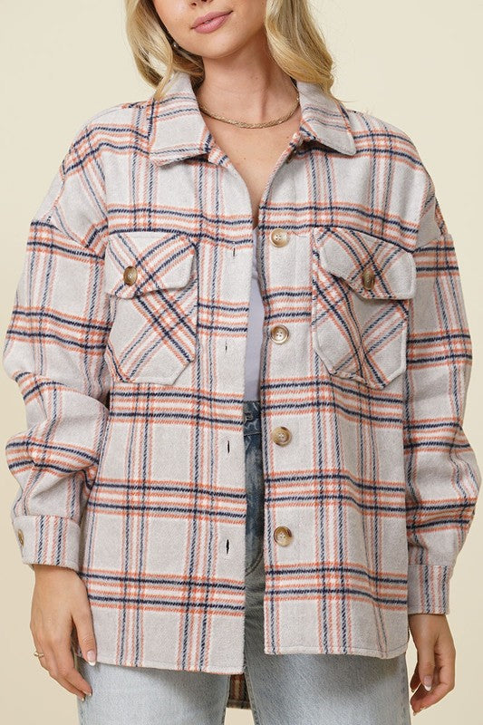 Fall vibes plaid print shacket