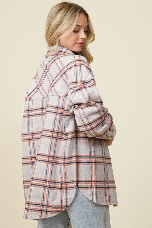 Fall vibes plaid print shacket