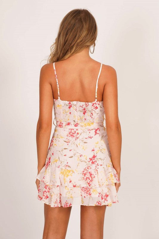 Floral V-neck Mini Dress