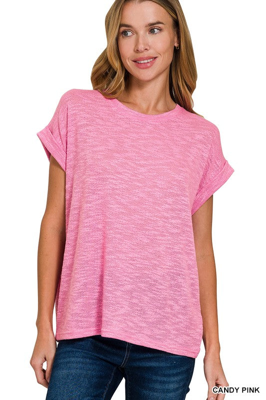 HACCI SLUB ROLLED UP SLEEVE TEE