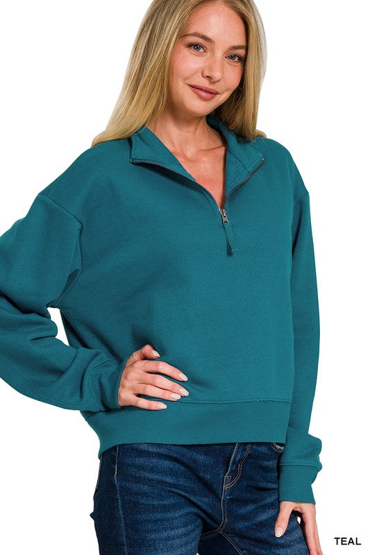 HALF ZIP FLEECE SWEATSHIRT