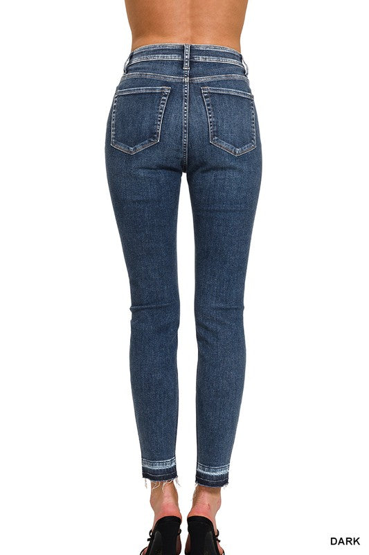 HIGH RISE CROPPED SKINNY DENIM PANTS