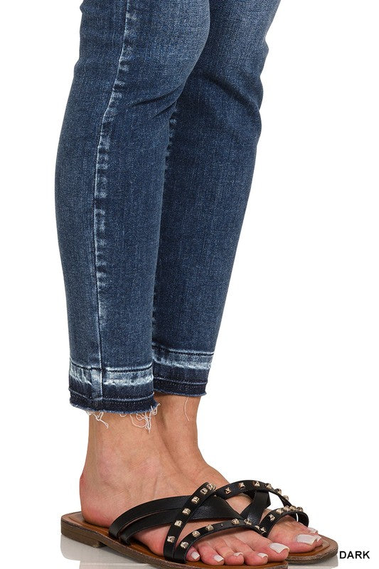 HIGH RISE CROPPED SKINNY DENIM PANTS