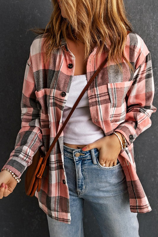 Plaid Patch Pocket Buttoned Shirt