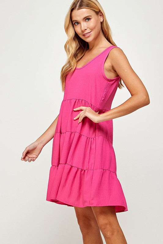 Solid tiered dress