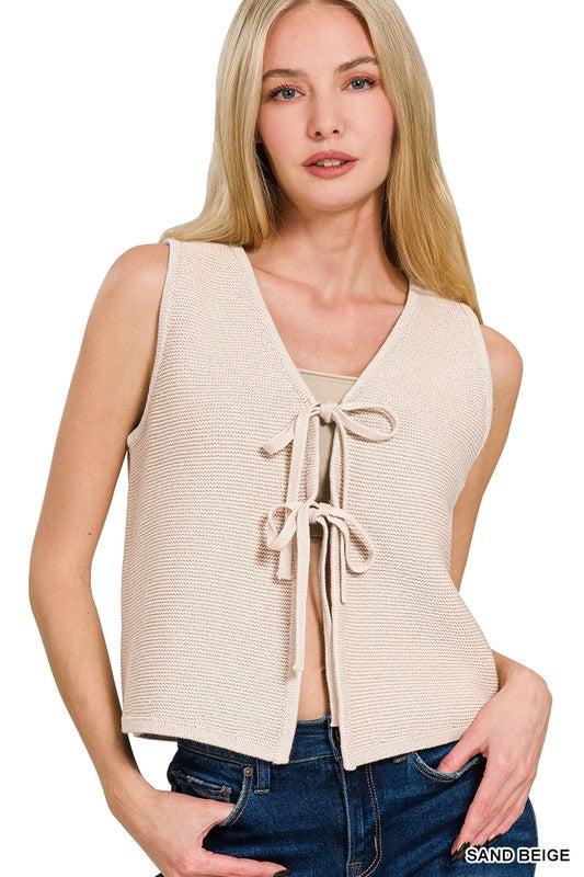 TIE FRONT SWEATER VEST