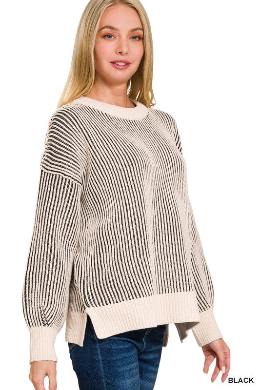 TWO TONE CREWNECK SWEATER