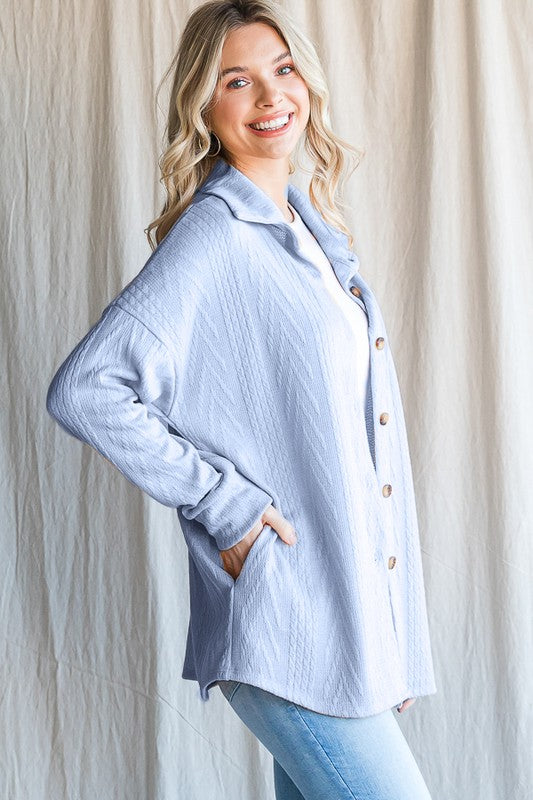 CABLE KNIT BUTTON DOWN TOP