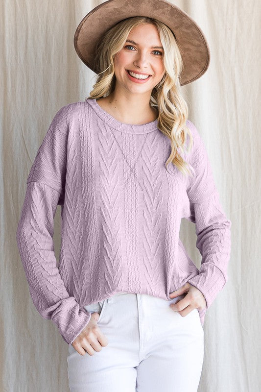 CABLE KNIT DROP SHOULDER TOP